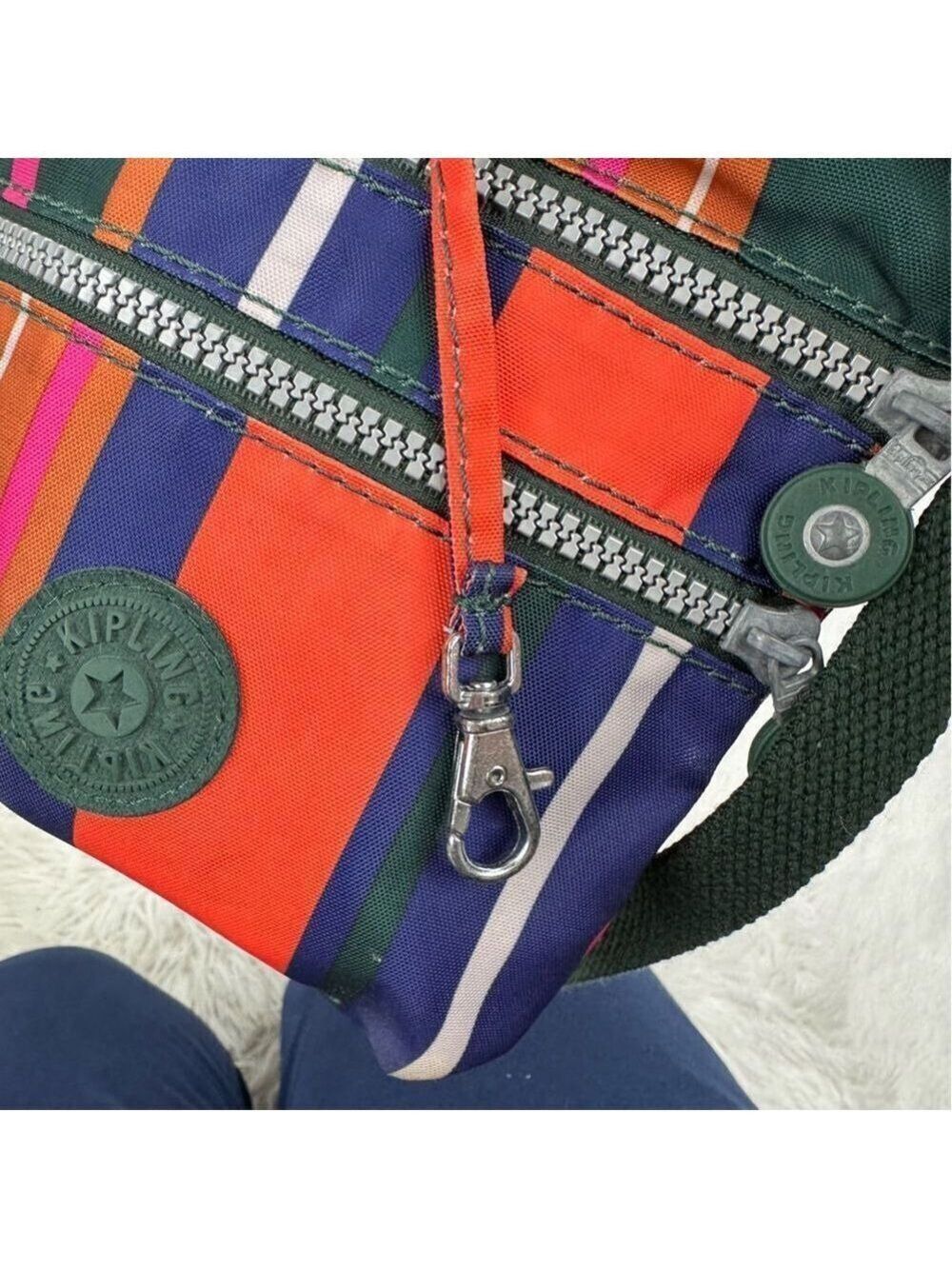 Kipling Alvar Rainbow Striped Nylon Crossbody Purse - Picture 8 of 12
